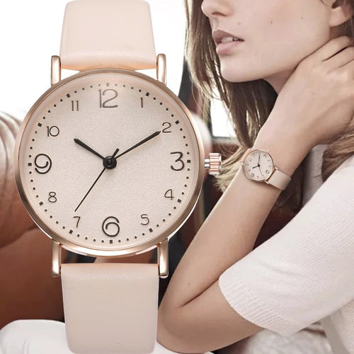 Top Fashion Style Luxury Women Leather Band Analog Quartz Wrist Watch Golden Ladies Watch Women Dress Reloj Mujer Black Clock